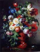 unknow artist, Floral, beautiful classical still life of flowers.052